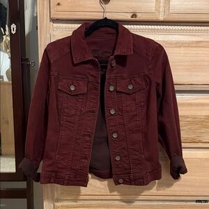 Women's Burgundy Denim Jacket